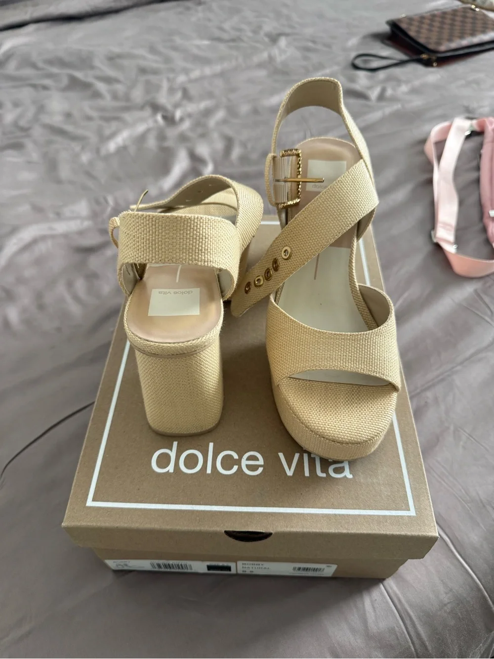 Dolce Vita Neutral Beige Platform Sandal with Ankle Strap